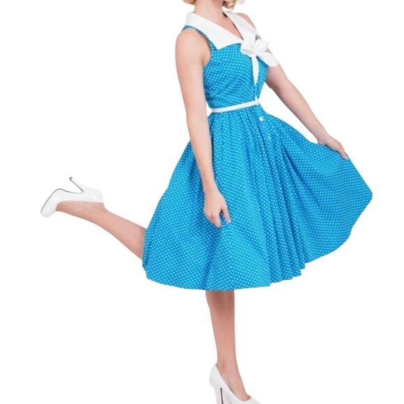 Tatyana Dresses & Skirts - Tatyana Vintage Retro Style Pin-Up Polka Dot Fit and Flare Midi Dress